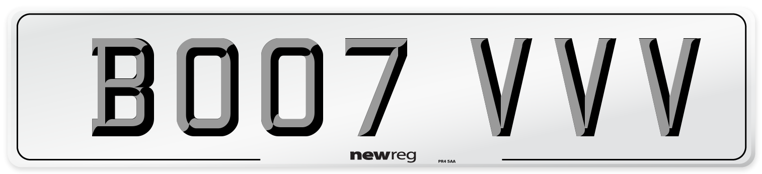 BO07 VVV Number Plate from New Reg